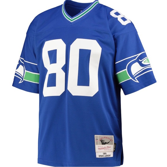 Seattle Seahawks Mitchell & Ness 1985 Steve Largent Jersey Royal/White/Green - Picture 6 of 6